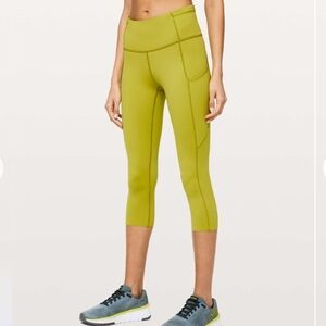 Lululemon Fast And Free HR Crop Golden Lime Size 8